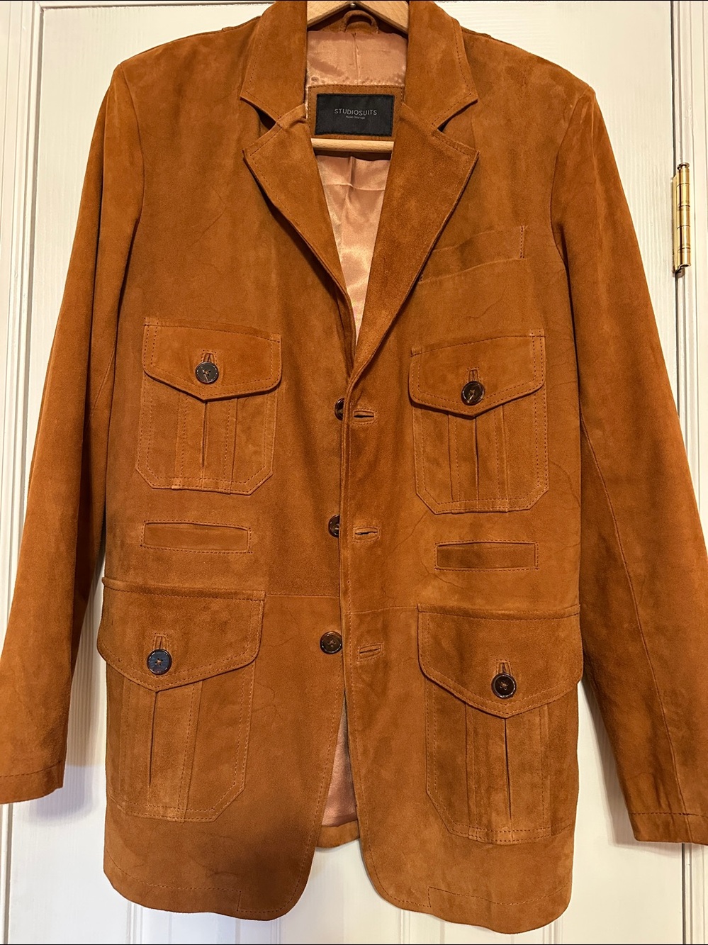 Men's Suede Field Jacket in Cognac Brown